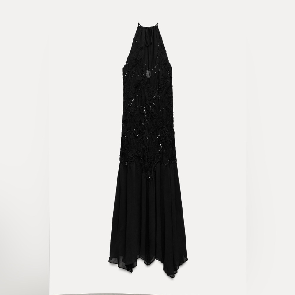 ZARA SEQUINNED HALTER DRESS ZW COLLECTION - Picture 14 of 16